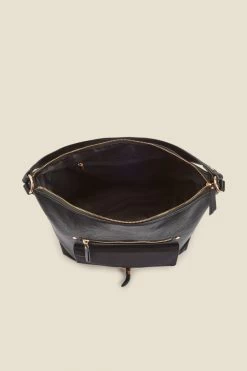 Black Large Hoop Clasp Shoulder Bag With Pocket Detail -Trendora Shop web a22ac005 d