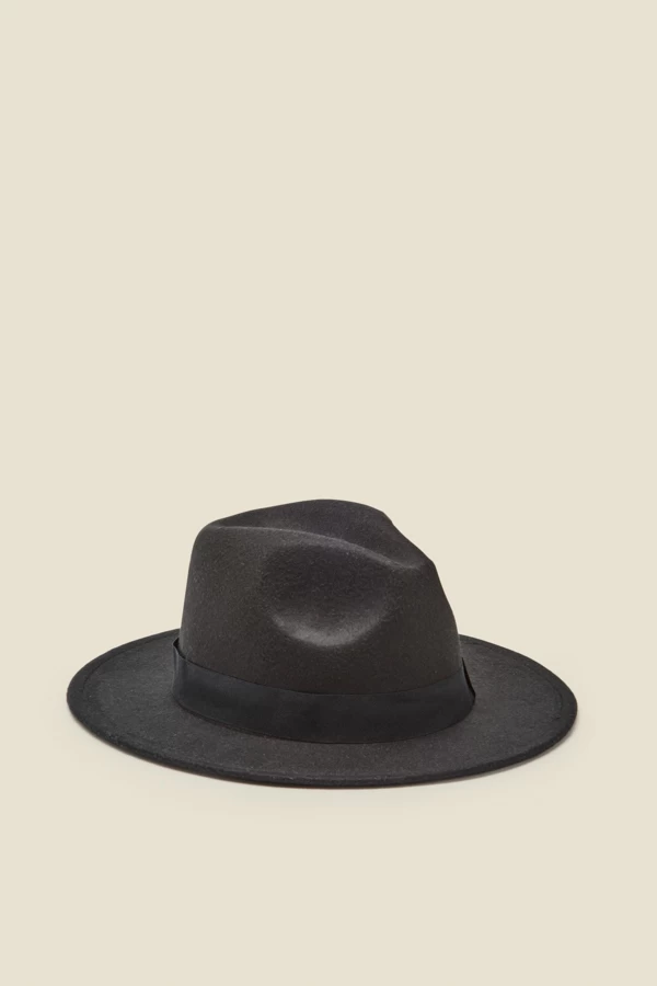 Black Fedora Hat With Ribbon Detail 3 Black Fedora Hat With Ribbon Detail - Image 3