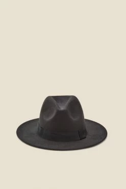 Black Fedora Hat With Ribbon Detail