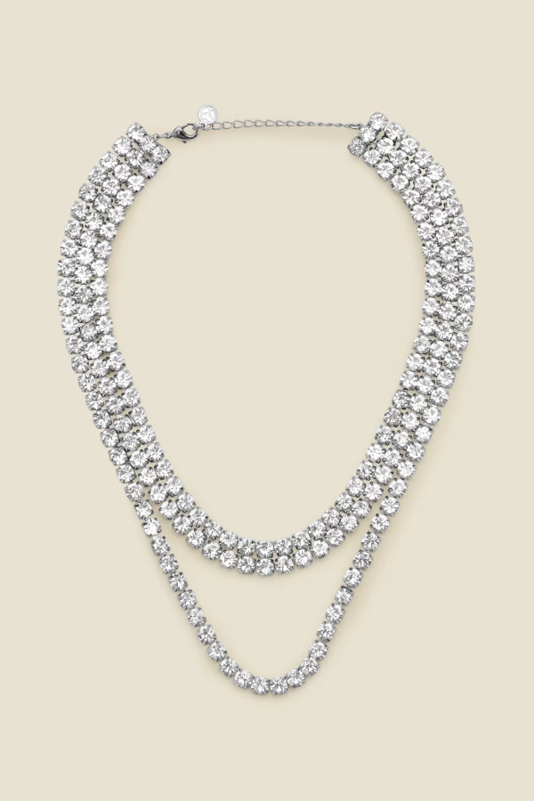 Silver Rhinestone Triple Layer Necklace 1 Silver Rhinestone Triple Layer Necklace