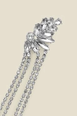 Silver Rhinestone Detail Diamante Drop Earrings -Trendora Shop web a22ac026 c