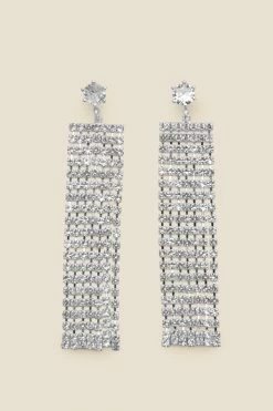 Silver Diamante Tassel Drop Earrings 6 Silver Diamante Tassel Drop Earrings -Trendora Shop web a22ac028 a