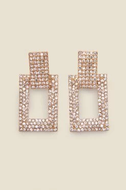 Gold Diamante Door Knocker Earrings