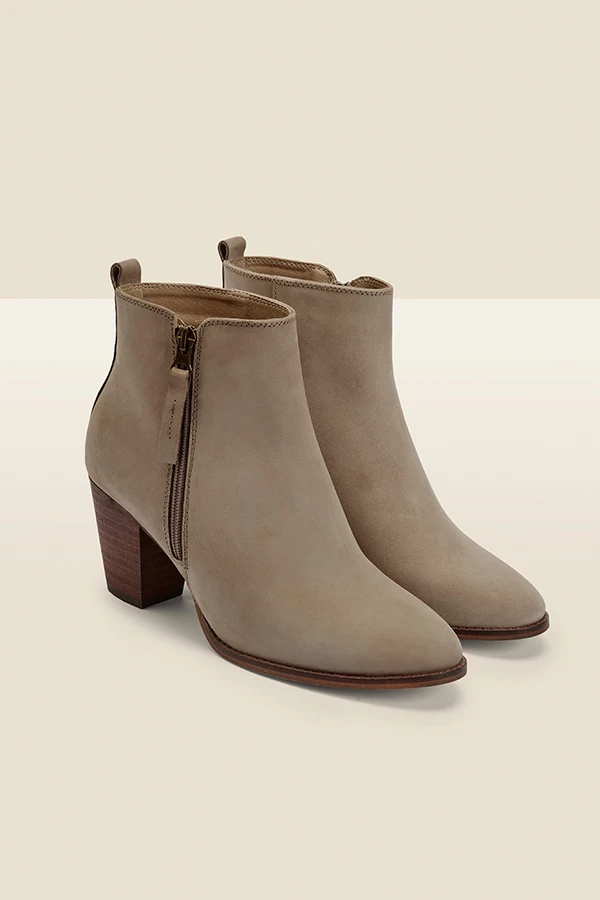 April Grey Leather Zip Heeled Ankle Boot 1 April Grey Leather Zip Heeled Ankle Boot