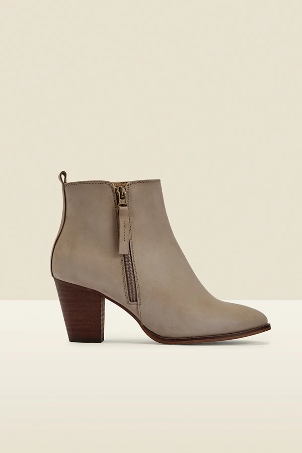 April Grey Leather Zip Heeled Ankle Boot 2 April Grey Leather Zip Heeled Ankle Boot - Image 2