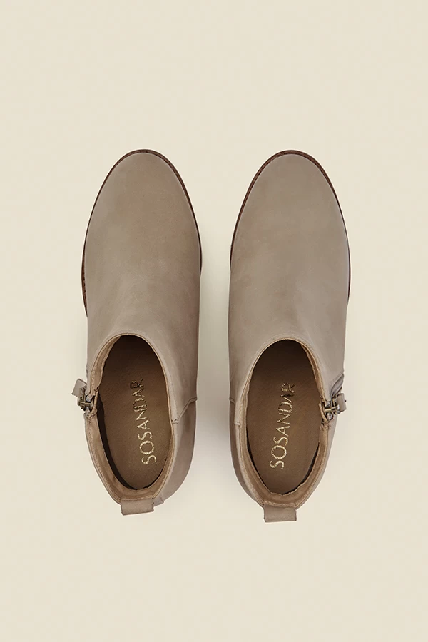 April Grey Leather Zip Heeled Ankle Boot 3 April Grey Leather Zip Heeled Ankle Boot - Image 3