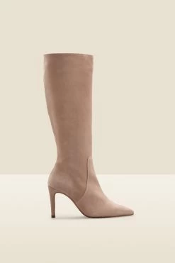 Francesca Taupe Suede Stiletto Heel Knee High Boots