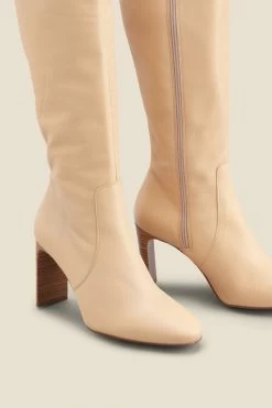 Brooke Ivory Leather Curved Heel Knee High Boot -Trendora Shop web a22fw012nl c
