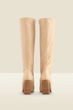 Brooke Ivory Leather Curved Heel Knee High Boot -Trendora Shop web a22fw012nl d