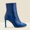 Riley Electric Blue Leather Slim Heel Ankle Boot