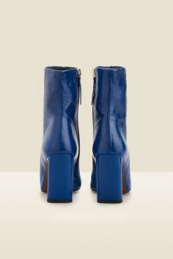 Riley Electric Blue Leather Slim Heel Ankle Boot -Trendora Shop web a22fw027be c
