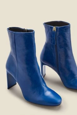 Riley Electric Blue Leather Slim Heel Ankle Boot -Trendora Shop web a22fw027be d