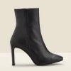 Riley Black Leather Slim Heel Ankle Boot