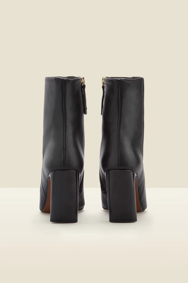 Riley Black Leather Slim Heel Ankle Boot 3 Riley Black Leather Slim Heel Ankle Boot - Image 3