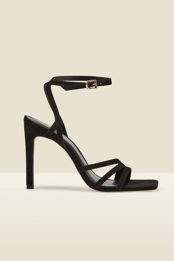 Adelaide Black Suede Multi Strap Square Toe Sandal 2 Adelaide Black Suede Multi Strap Square Toe Sandal - Image 2