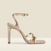 Adelaide Gold Leather Multi Strap Square Toe Sandal