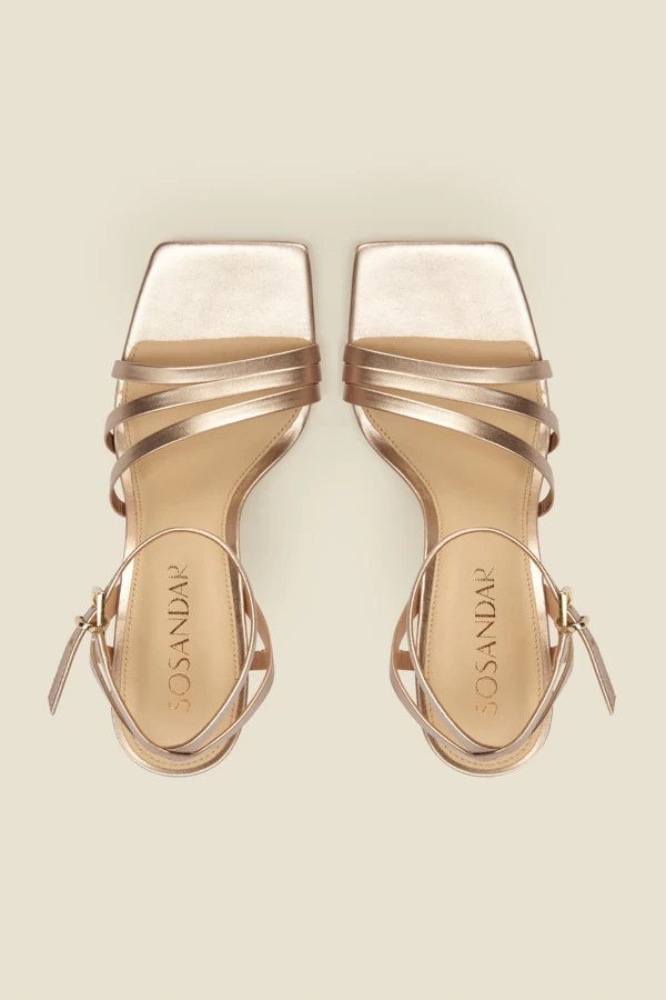 Adelaide Gold Leather Multi Strap Square Toe Sandal 3 Adelaide Gold Leather Multi Strap Square Toe Sandal - Image 3