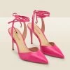 Valeria Hot Pink Leather Pointed Toe Court With Ankle Wrap