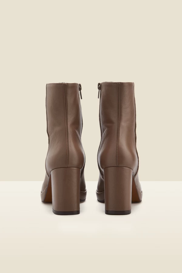 Naomi Taupe Leather Block Heel Platform Ankle Boot 3 Naomi Taupe Leather Block Heel Platform Ankle Boot - Image 3