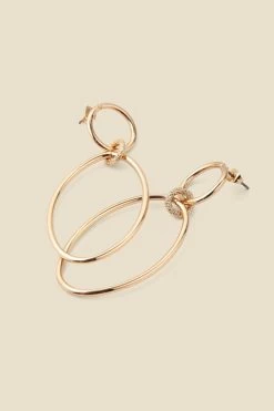 Gold Oval Hoop Drop Earrings -Trendora Shop web a23ac025mc00030one a