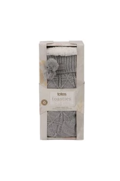 Grey Totes Textured Slipper Socks With Tassel Detail -Trendora Shop web a23ac051gy0015 4