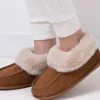 Tan Suede Faux Fur Lined Boot Slippers