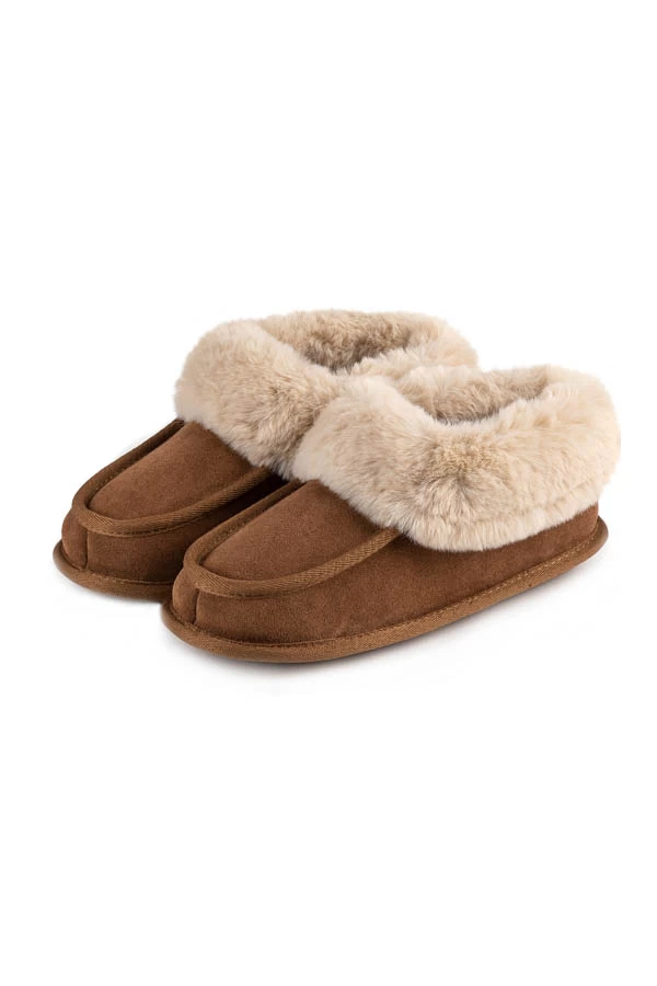 Tan Suede Faux Fur Lined Boot Slippers 6 Tan Suede Faux Fur Lined Boot Slippers - Image 6
