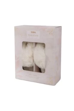 Cream Totes Textured Faux Fur Mule Slippers -Trendora Shop web a23fw105nl0001 1