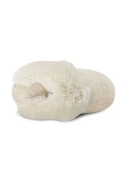 Cream Totes Textured Faux Fur Mule Slippers -Trendora Shop web a23fw105nl0001 5