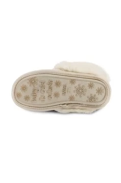 Cream Totes Textured Faux Fur Mule Slippers -Trendora Shop web a23fw105nl0001 6