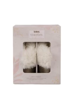 Cream Totes Textured Faux Fur Mule Slippers -Trendora Shop web a23fw105nl0001 7