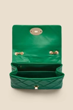 Green Faux Leather Quilted Clasp Detail Cross Body Bag 8 Green Faux Leather Quilted Clasp Detail Cross Body Bag -Trendora Shop web ac006 gn c