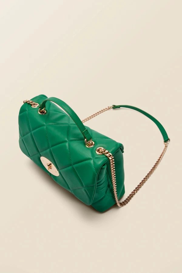 Green Faux Leather Quilted Clasp Detail Cross Body Bag 4 Green Faux Leather Quilted Clasp Detail Cross Body Bag - Image 4