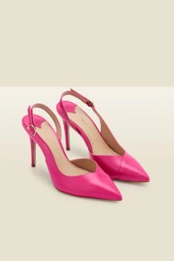 Carmen Hot Pink Leather Slingback Court Shoe 10 Carmen Hot Pink Leather Slingback Court Shoe -Trendora Shop web carmen pink