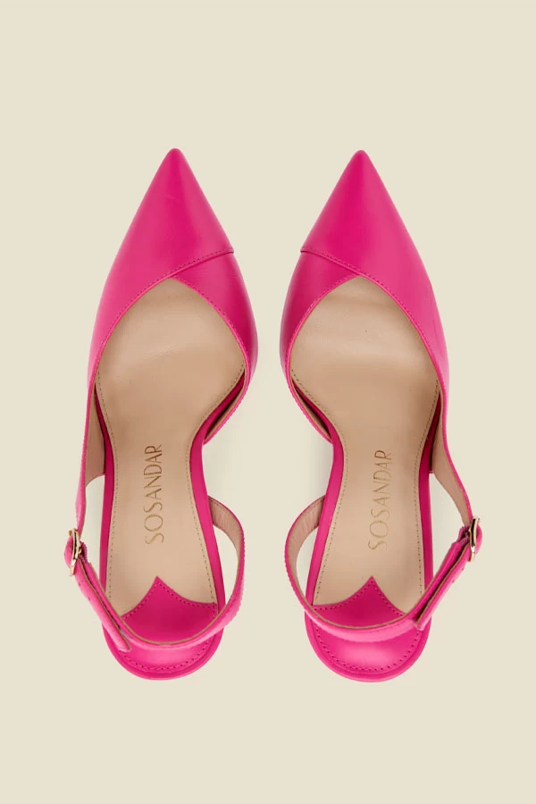 Carmen Hot Pink Leather Slingback Court Shoe 5 Carmen Hot Pink Leather Slingback Court Shoe - Image 5
