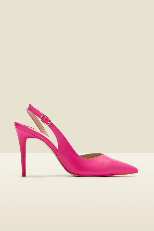 Carmen Hot Pink Leather Slingback Court Shoe 4 Carmen Hot Pink Leather Slingback Court Shoe - Image 4