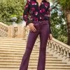 Wine Coated Kick Flare Jeans