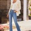 Light Wash Button Front Kick Flare Jeans