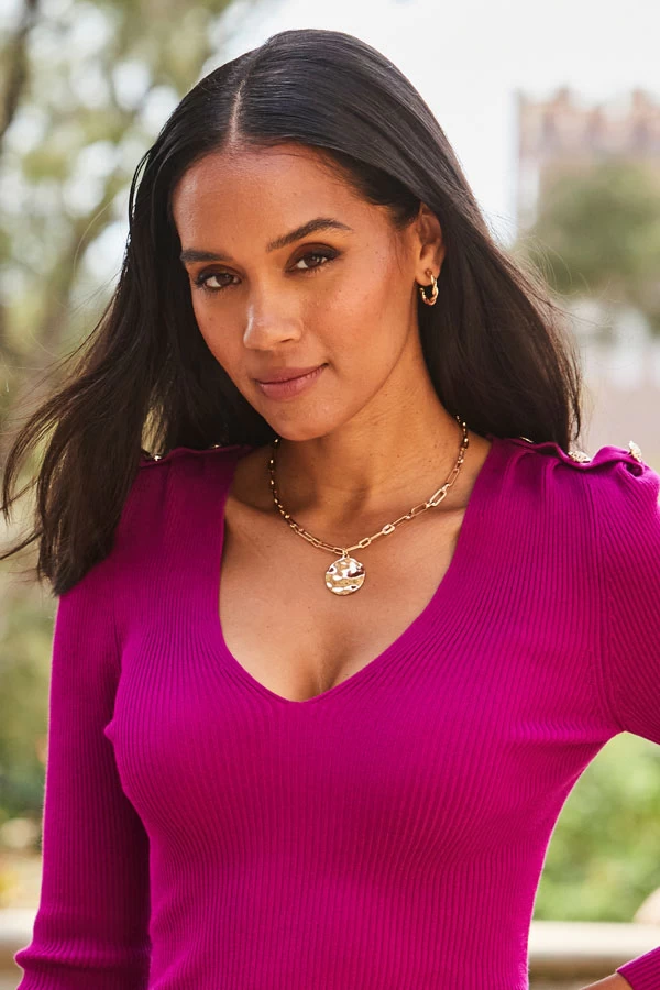 Gold Plated Hammered Chain Link Necklace 3 Gold Plated Hammered Chain Link Necklace - Image 3