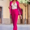 Hot Pink High Waisted Wide Leg Trousers