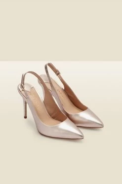 Sierra Champagne Gold Leather Slingback Court Shoe