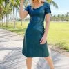 Emerald Green Leather Look Ruched Sleeve Detail Dress
