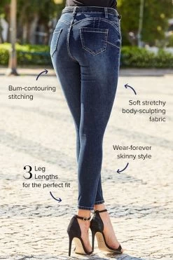 Dark Indigo Sculpting Skinny Jeans -Trendora Shop web image 1