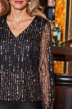 Black & Gold Luxe Embellished Blouse 13 Black & Gold Luxe Embellished Blouse -Trendora Shop web rt 131 a22tw043bk0001 201