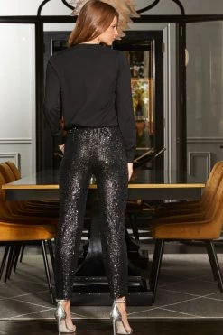 Black Sequin Tapered Trousers 9 Black Sequin Tapered Trousers -Trendora Shop web rt 148 a22tk505bk0001 a22bw014bk0001 114 1