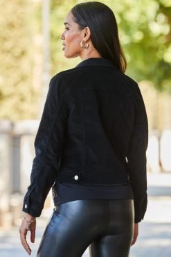 Black Velvet Denim Jacket -Trendora Shop web rt 28 a22dj050bkcv01 166 1