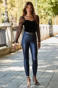 Midnight Blue Coated Perfect Skinny Jeans -Trendora Shop web rt 64 a22tv001bk0001 005