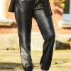 Black Leather Look Stretch Waist Joggers