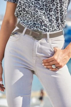 Stone Suede Western Buckle Waist Belt