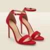 Nia Red Suede Barely There High Heel Sandal